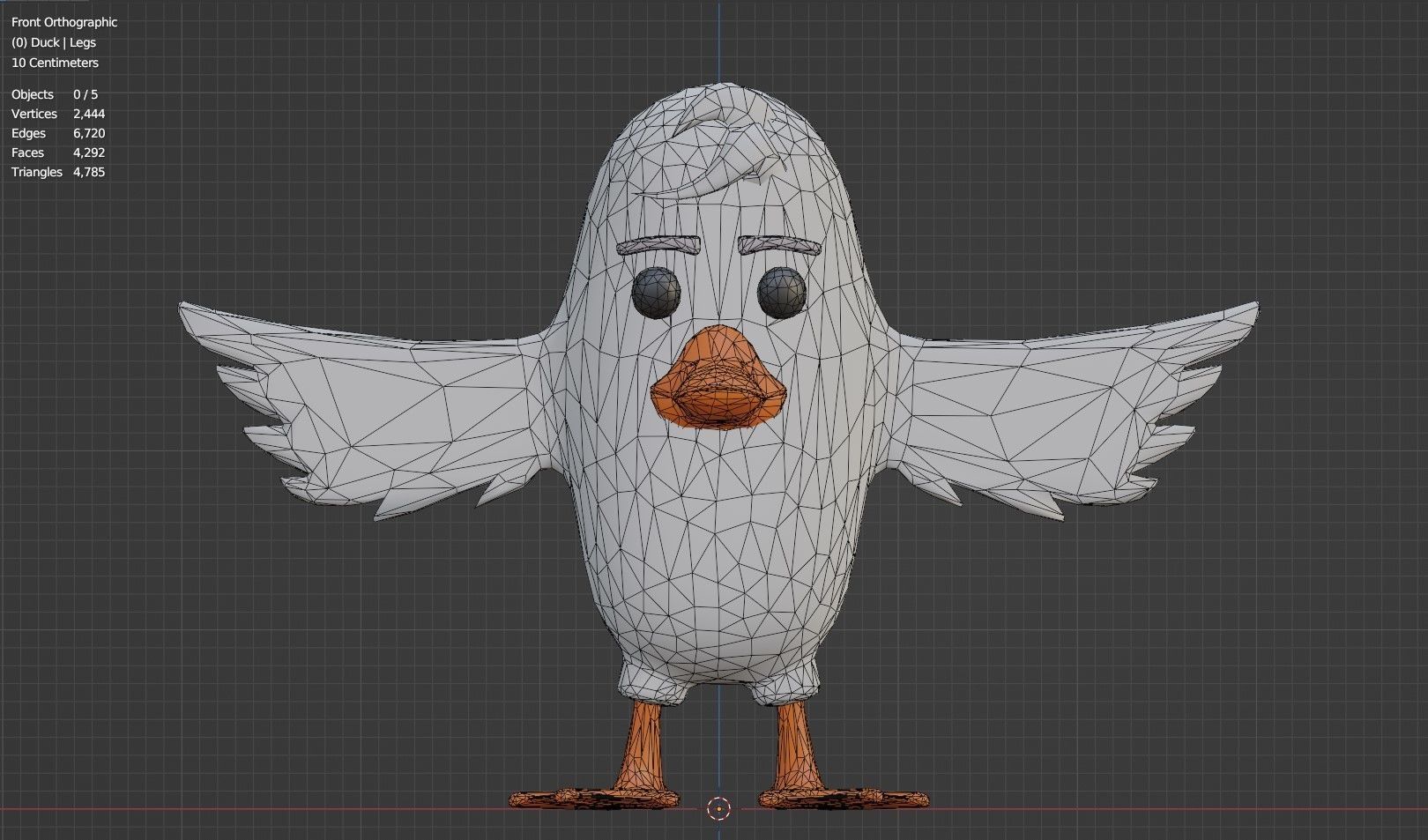 Cartoon Bird Duck - Rigged high and low poly  Low-poly 3D model_5