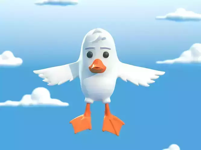 Cartoon Bird Duck - Rigged high and low poly 