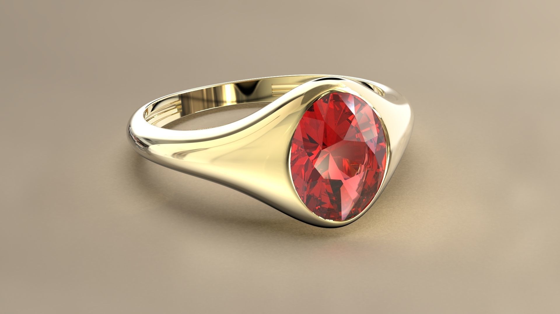 Simple signet ring 3D print model_3