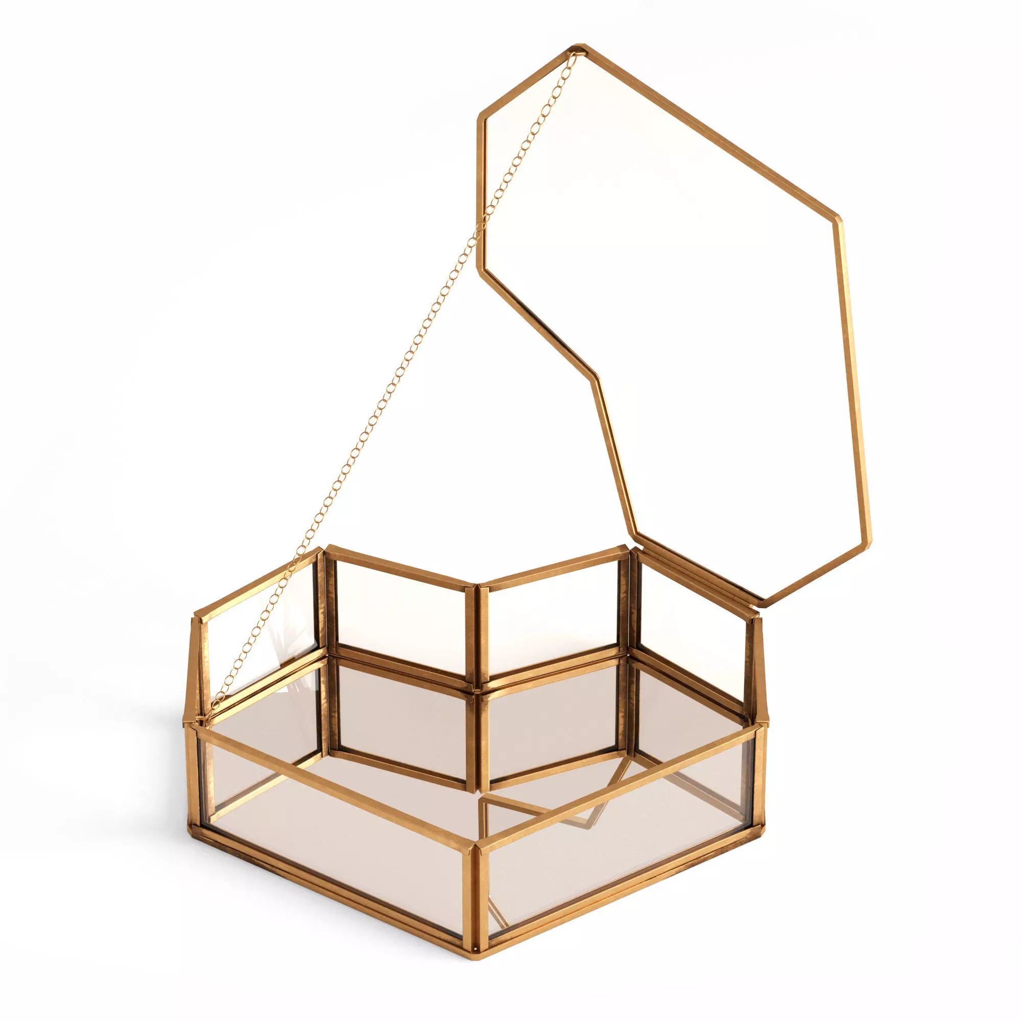 Brass Glass Heart Jewelry box Low-poly 3D model