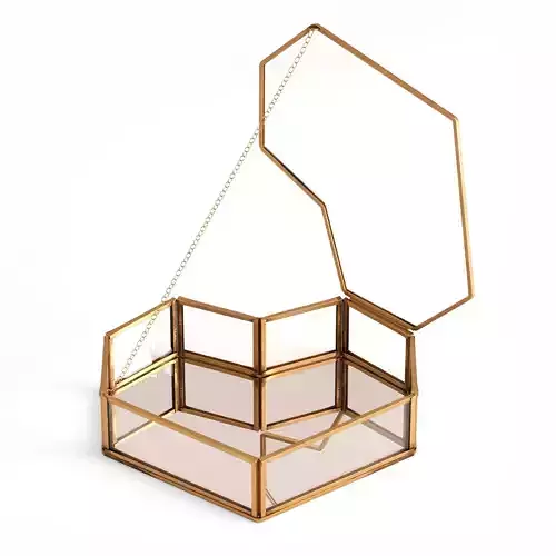 Brass Glass Heart Jewelry box