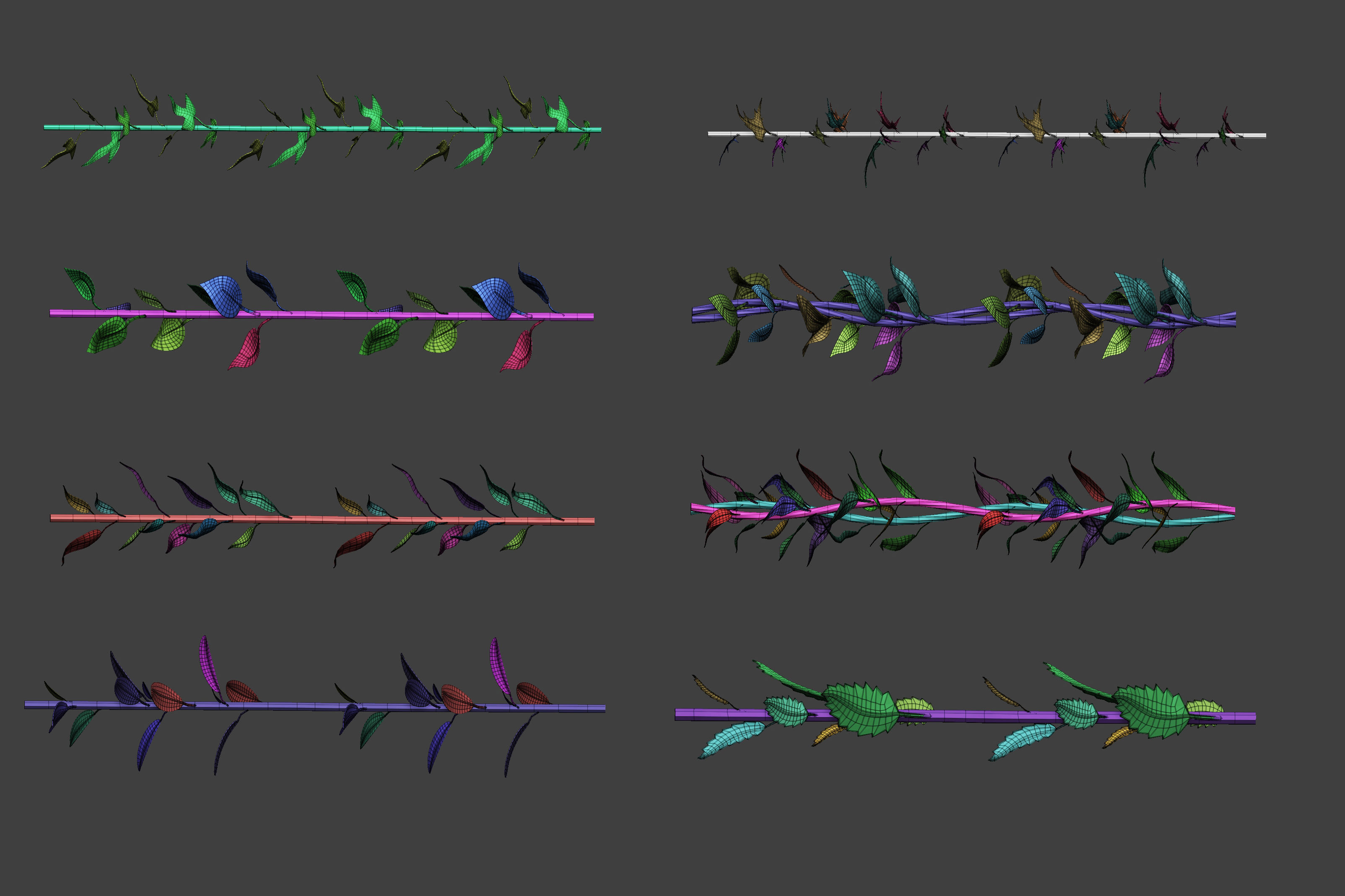 15 Low poly vine and thorns floral Zbrush IMM curve brush 3D model_3