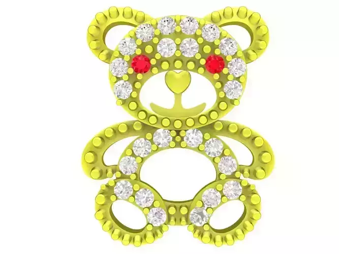 Diamond Teddy Bear Pendant 3D Print Model A4716