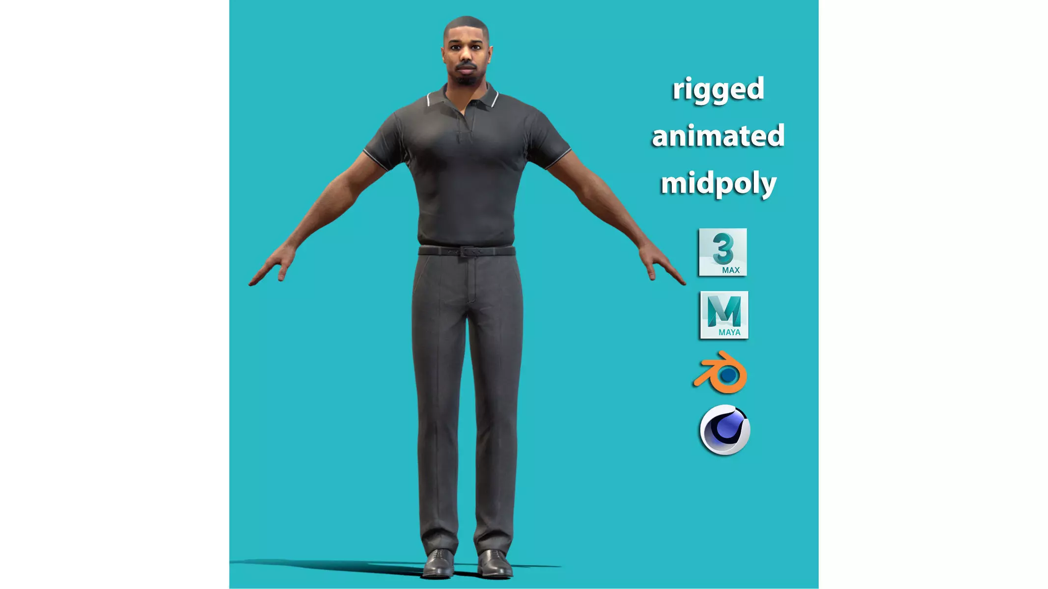 T-P Rigged Michael B Jordan 3D model_0
