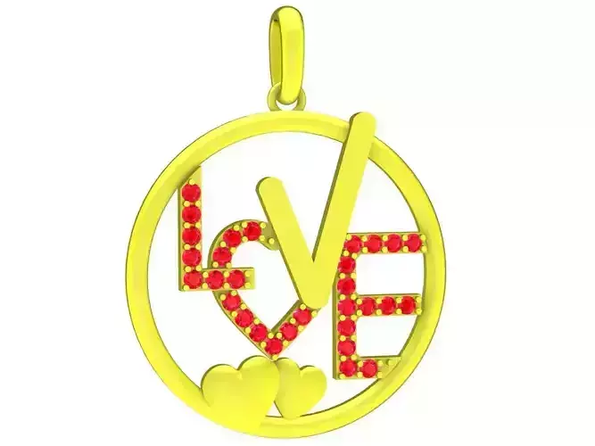 I Love You Heart Pendant 3D Print Model A4717