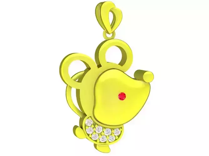 Zodiac Diamond Mouse Pendant 3D Print Model A4718