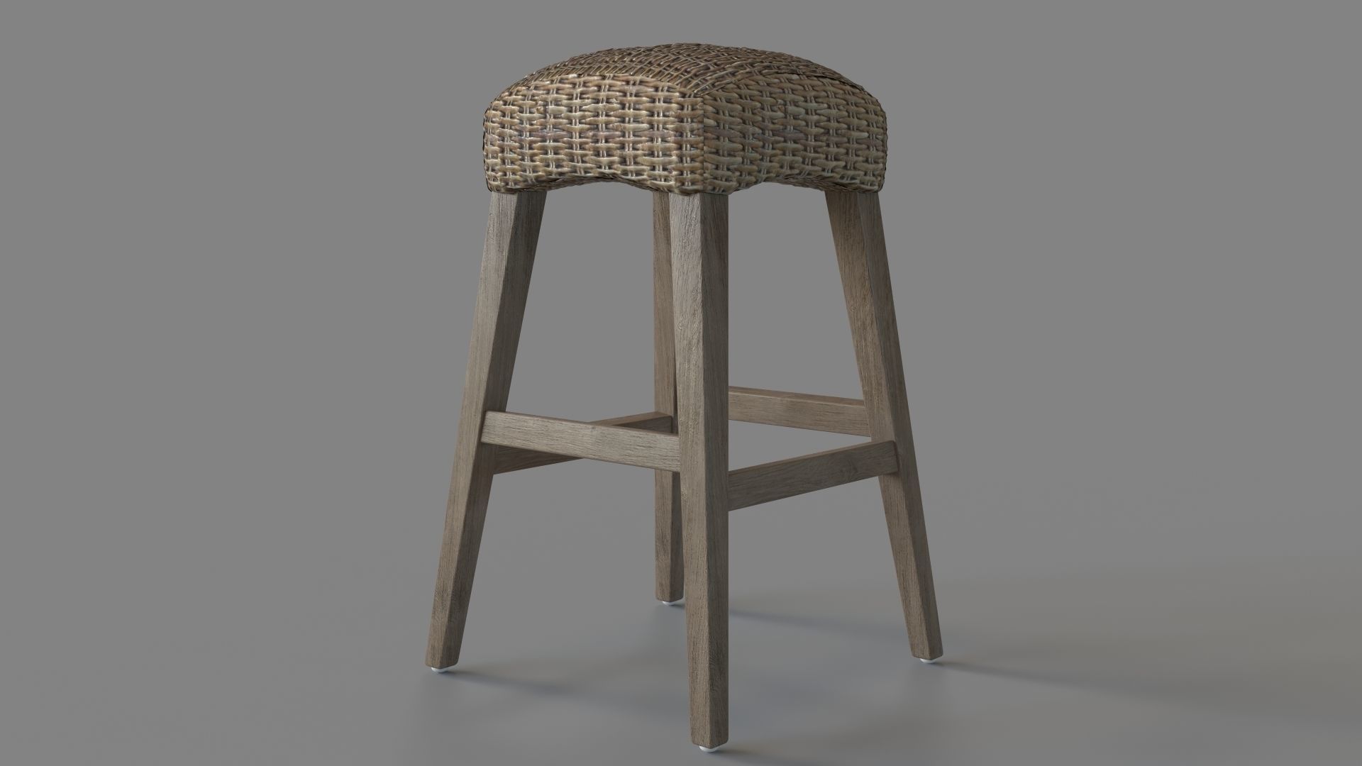 Leigh Rattan Counter Stool Natural 3D model_4