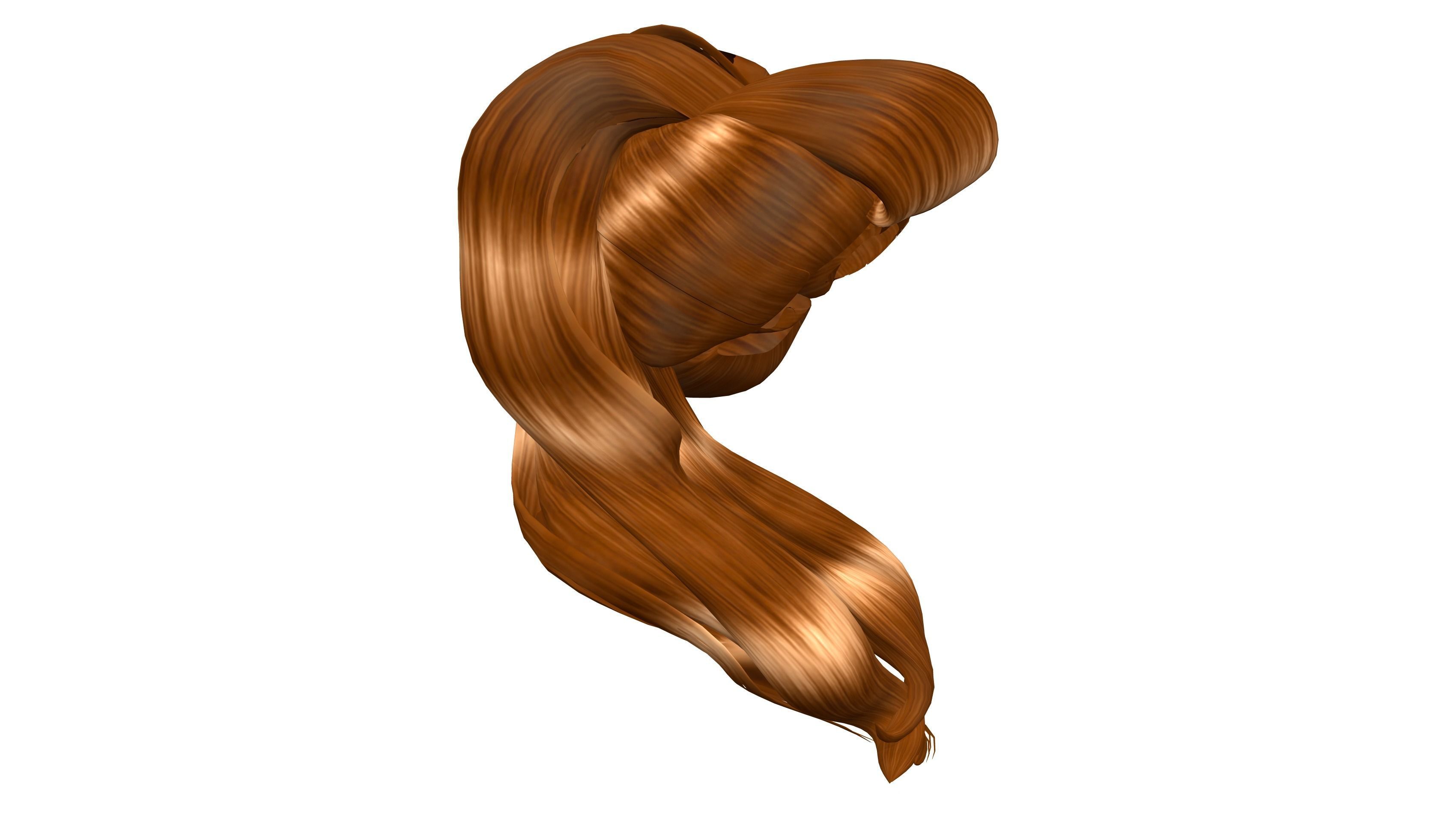 Bella Retro Pin Up Ponytail Hair Low-poly 3D model_6
