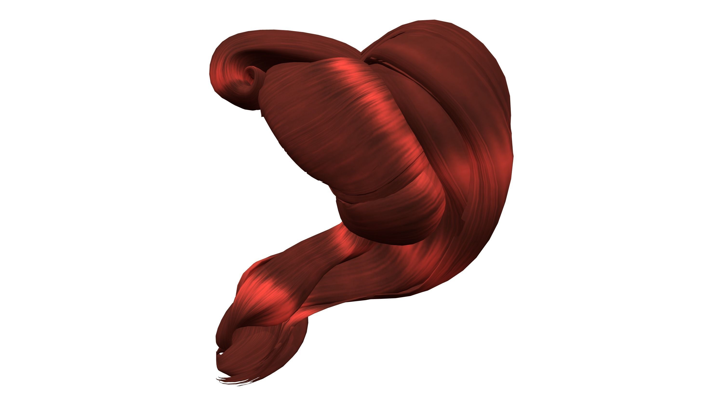 Bella Retro Pin Up Ponytail Hair Low-poly 3D model_8