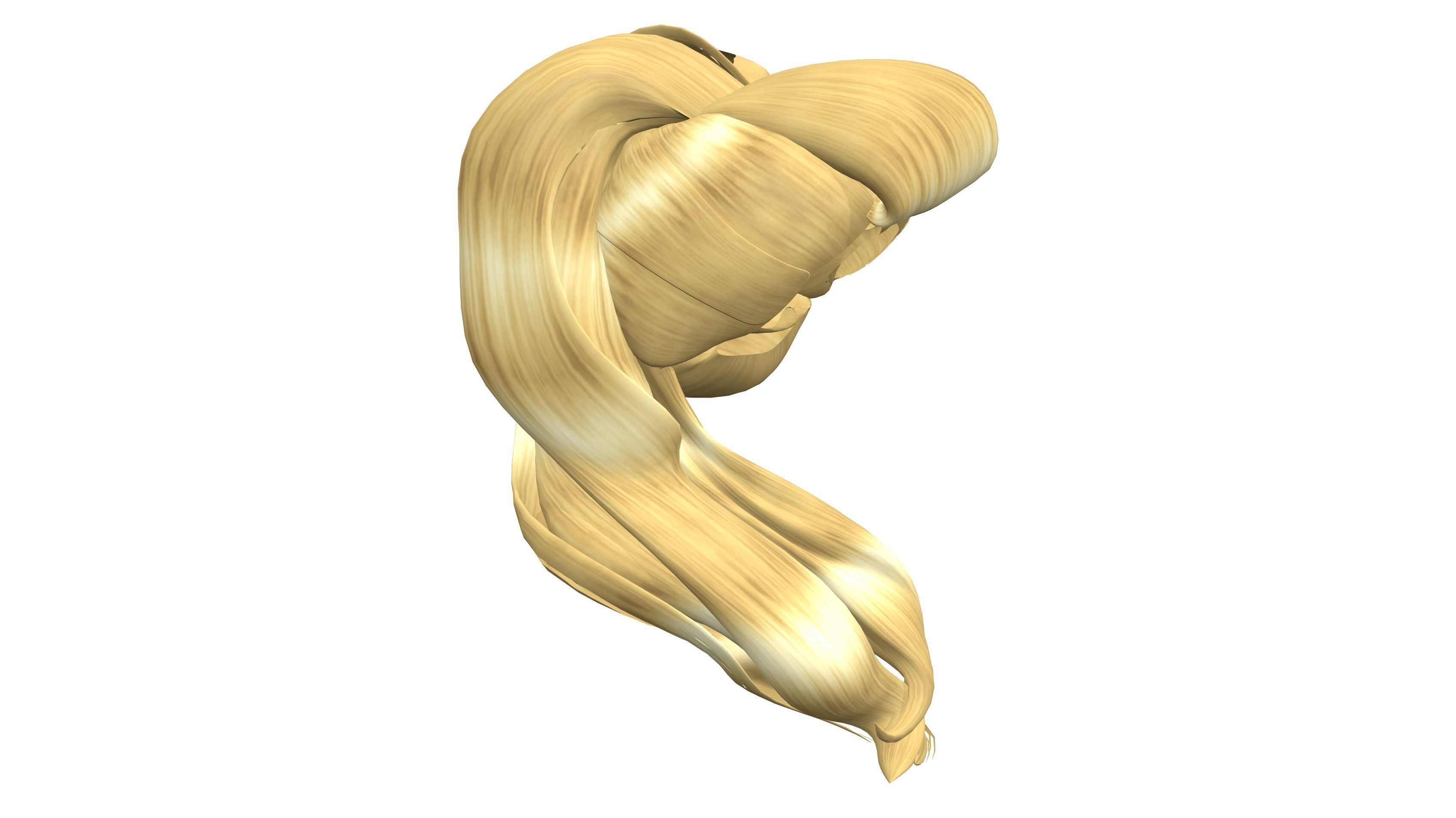 Bella Retro Pin Up Ponytail Hair Low-poly 3D model_5