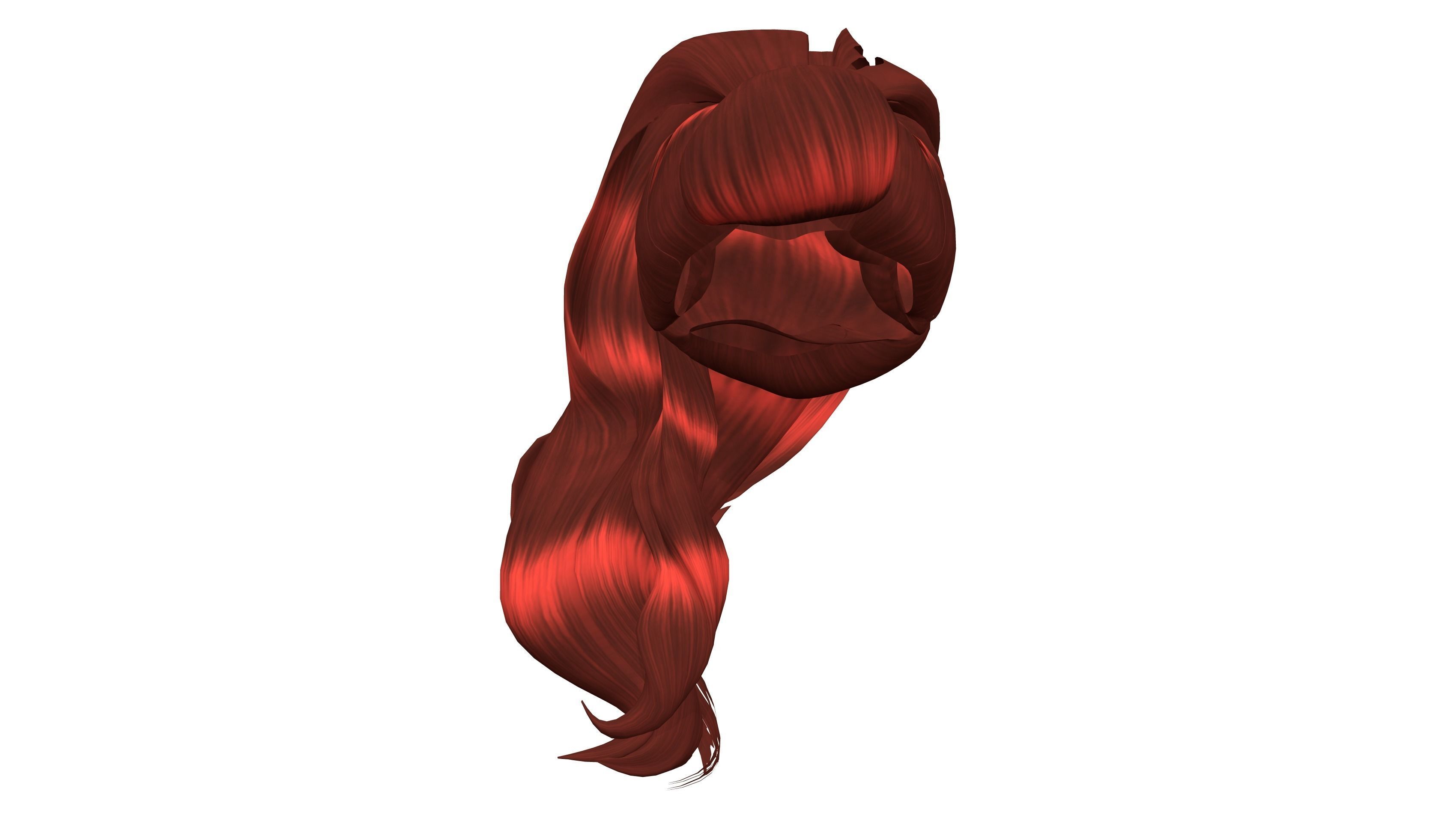 Bella Retro Pin Up Ponytail Hair Low-poly 3D model_7