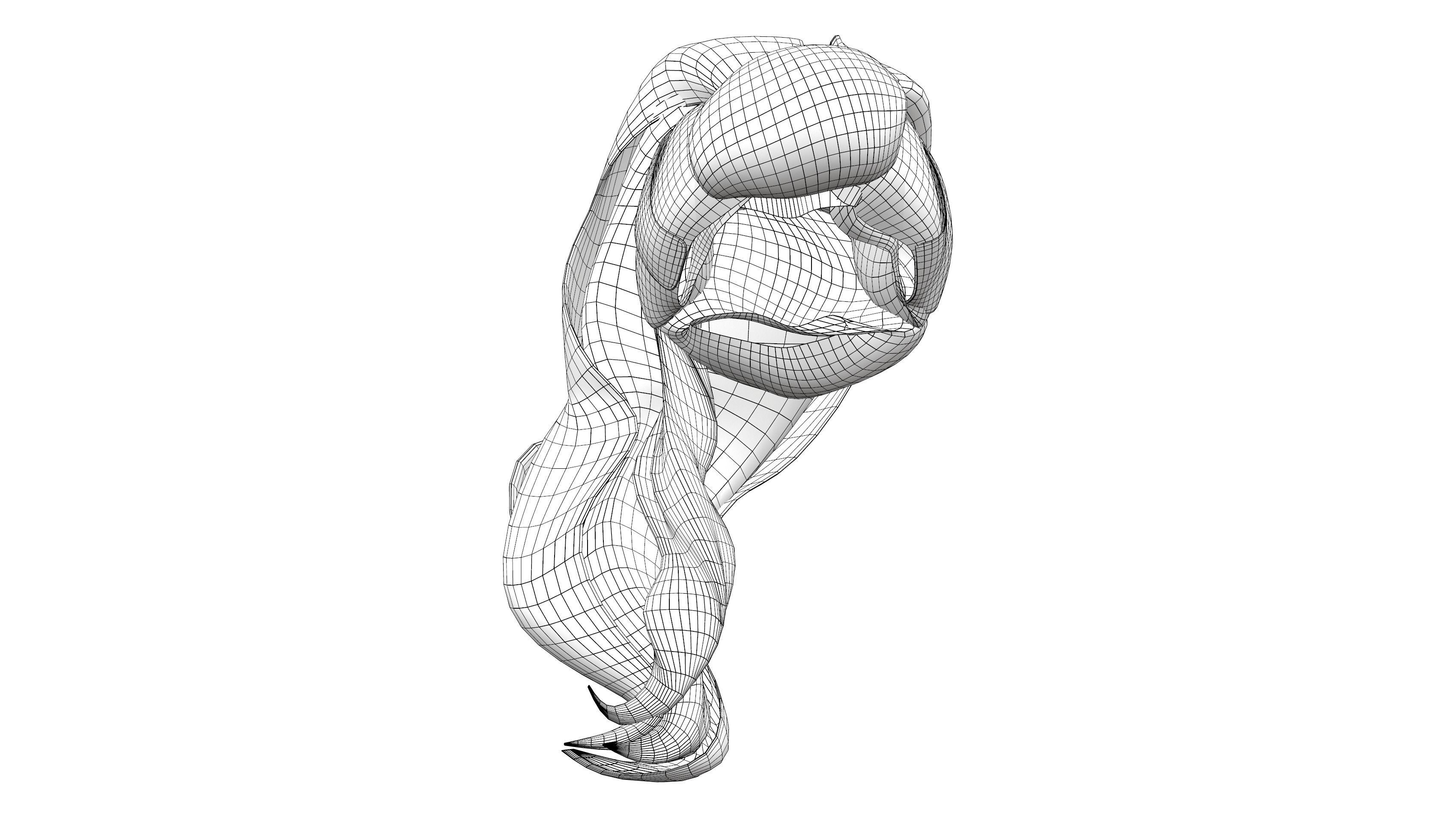 Bella Retro Pin Up Ponytail Hair Low-poly 3D model_11