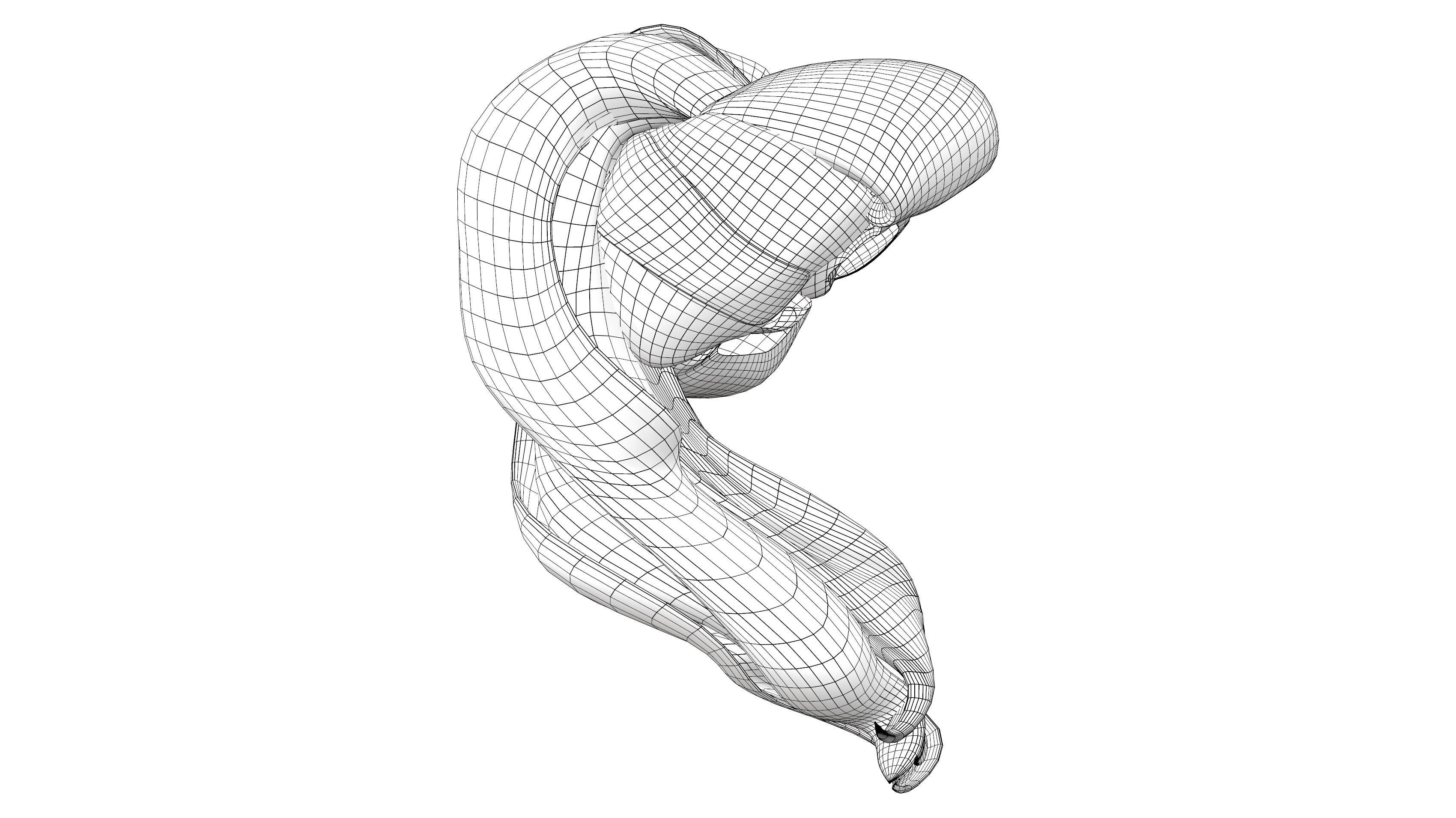 Bella Retro Pin Up Ponytail Hair Low-poly 3D model_10