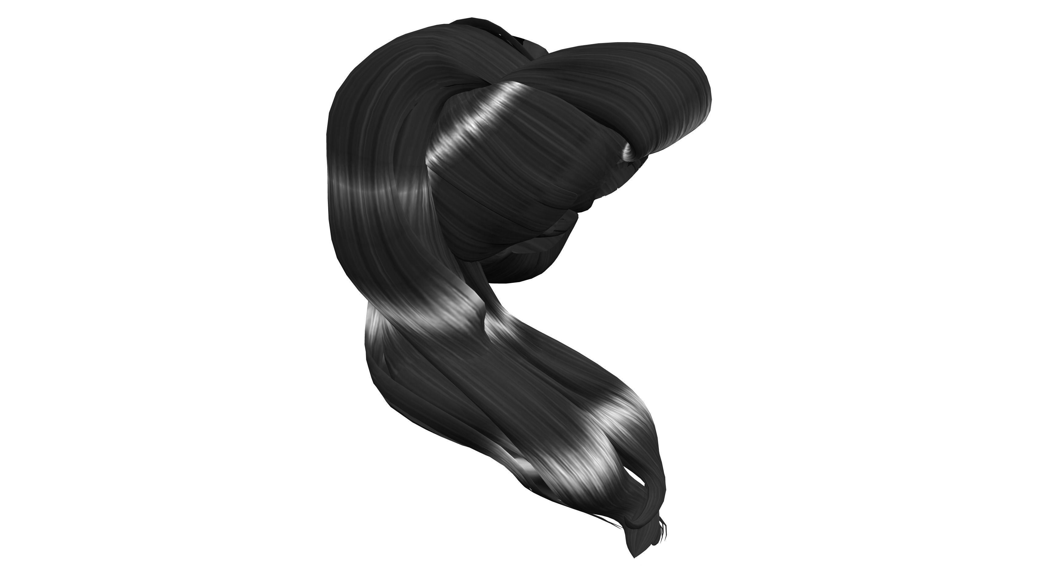 Bella Retro Pin Up Ponytail Hair Low-poly 3D model_3