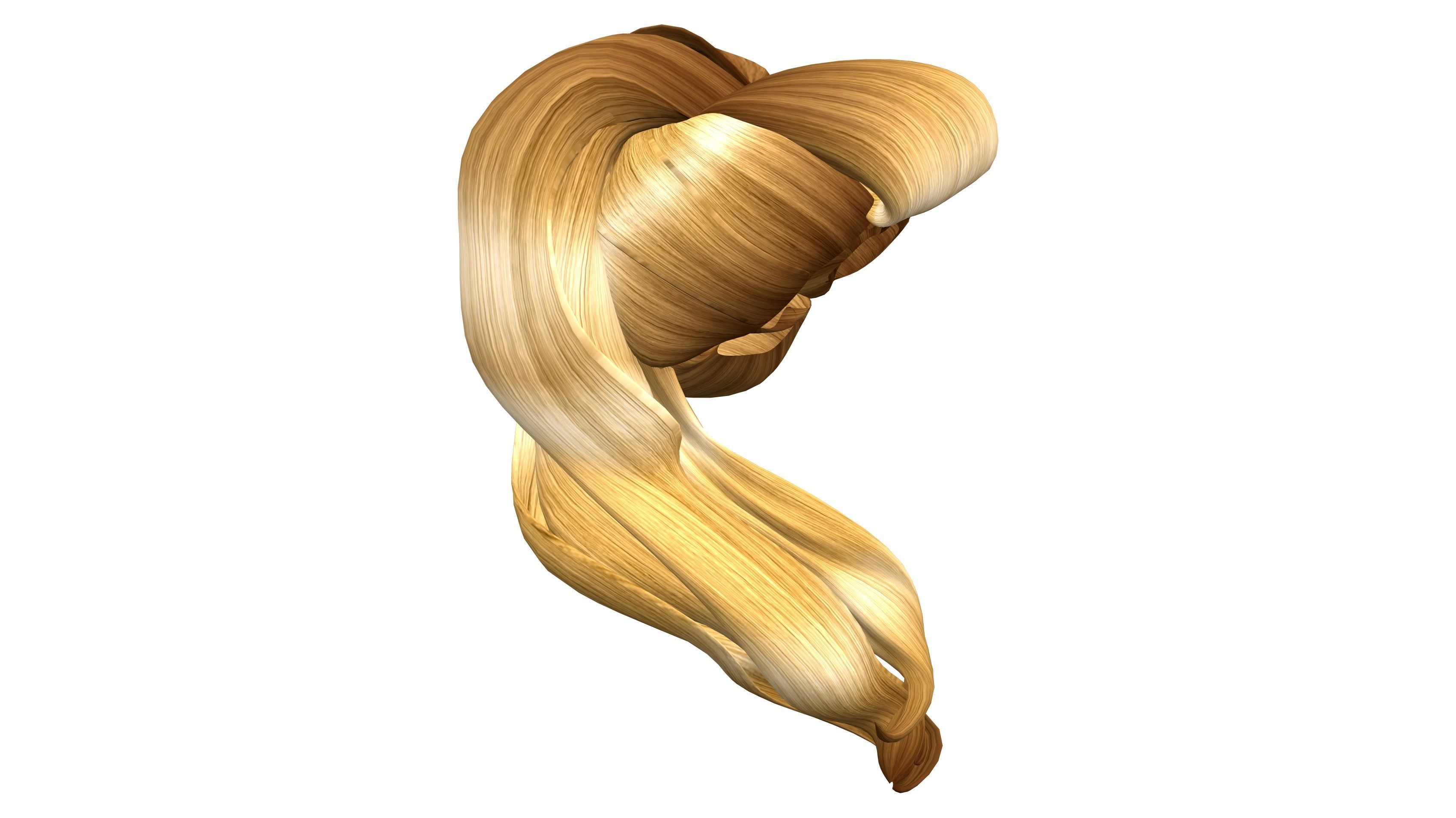 Bella Retro Pin Up Ponytail Hair Low-poly 3D model_4