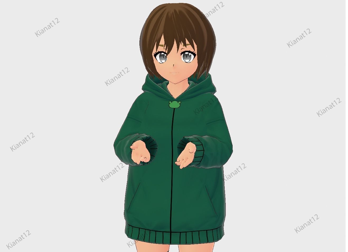 3d anime girl for vrchat and for gaming  Low-poly 3D model_12