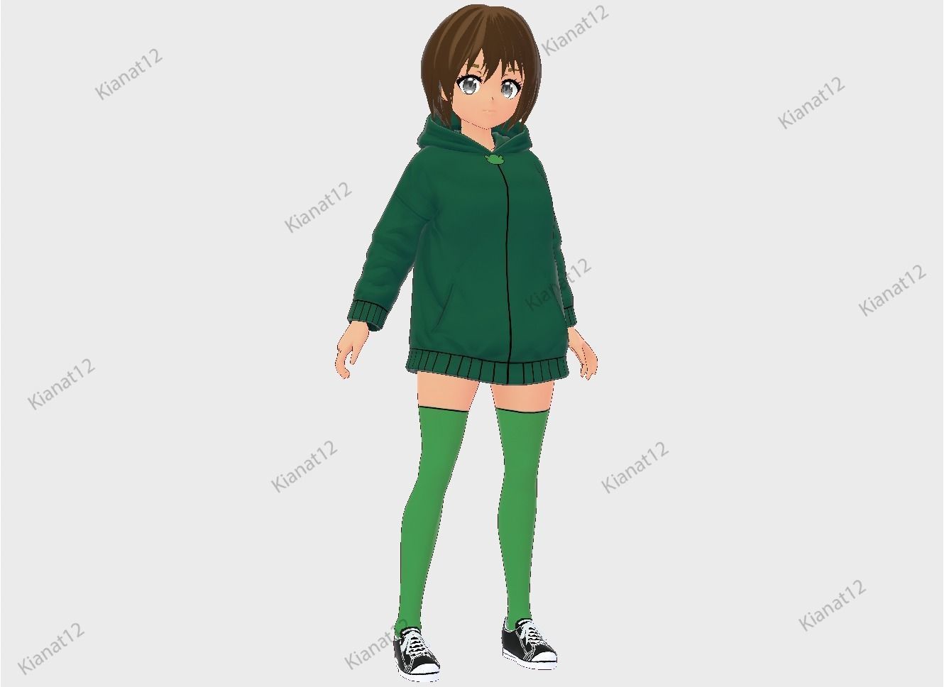 3d anime girl for vrchat and for gaming  Low-poly 3D model_10