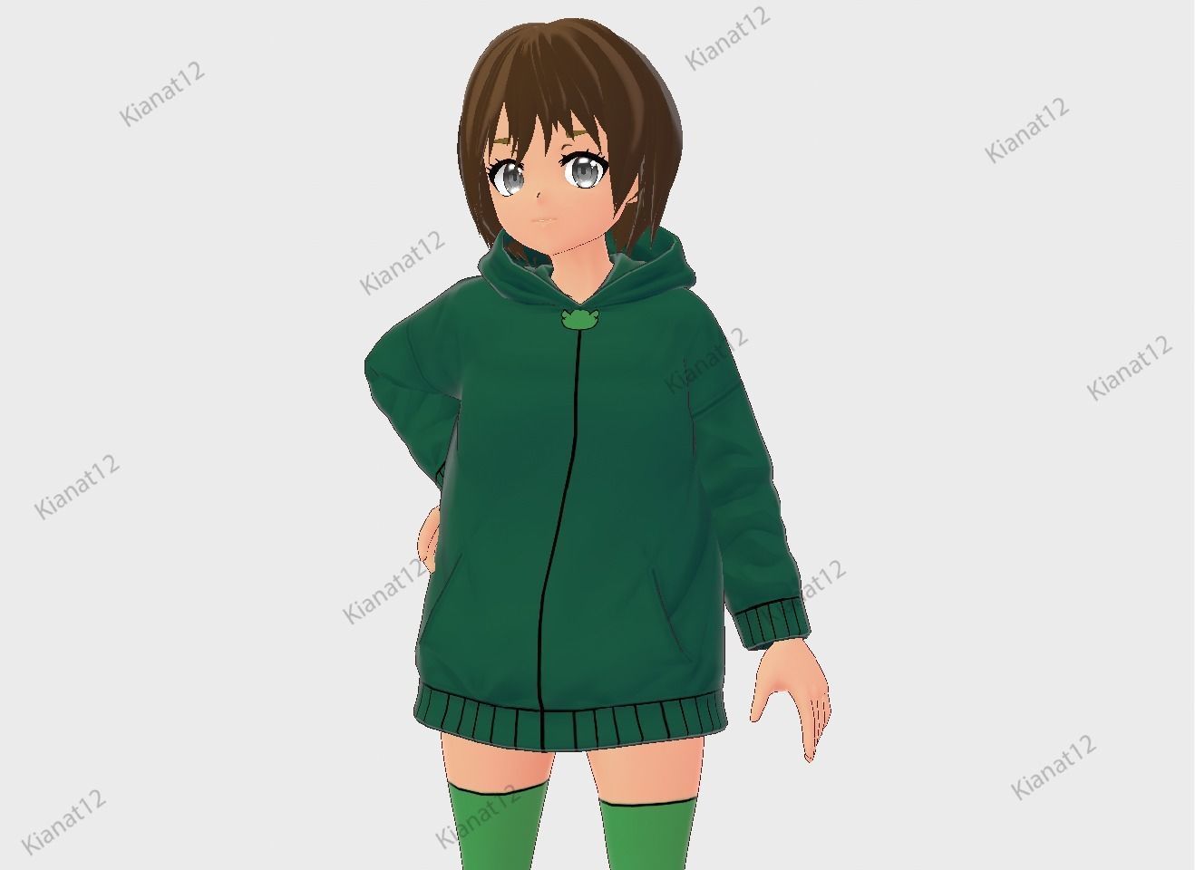 3d anime girl for vrchat and for gaming  Low-poly 3D model_11