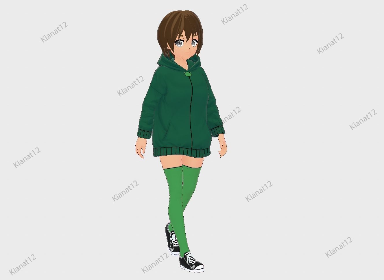 3d anime girl for vrchat and for gaming  Low-poly 3D model_5