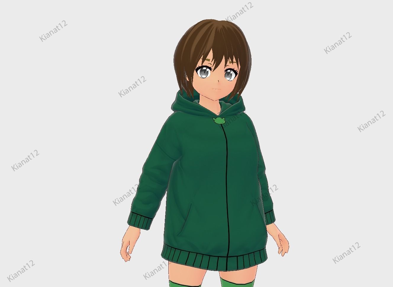 3d anime girl for vrchat and for gaming  Low-poly 3D model_9