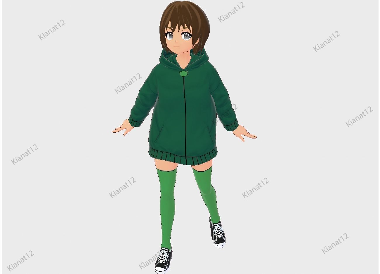 3d anime girl for vrchat and for gaming  Low-poly 3D model_14