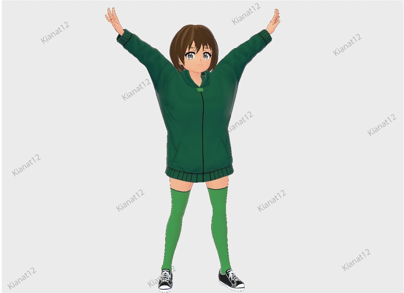 3d anime girl for vrchat and for gaming  Low-poly 3D model_2