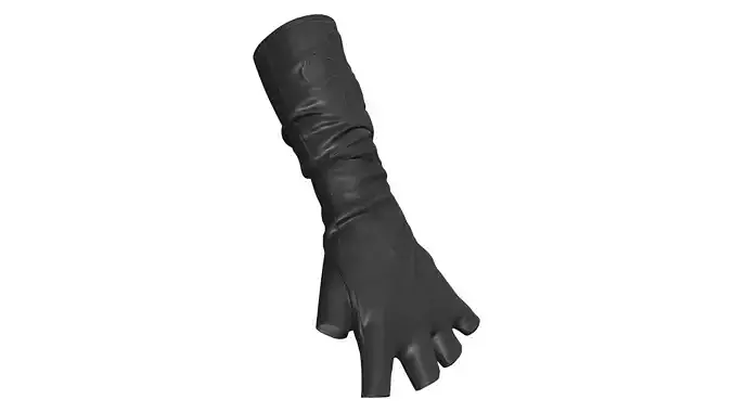 Black Leather Fingerless Gloves