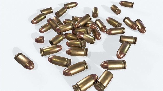 Cartridge 3 bullets in shape of heart Low-poly 3D model