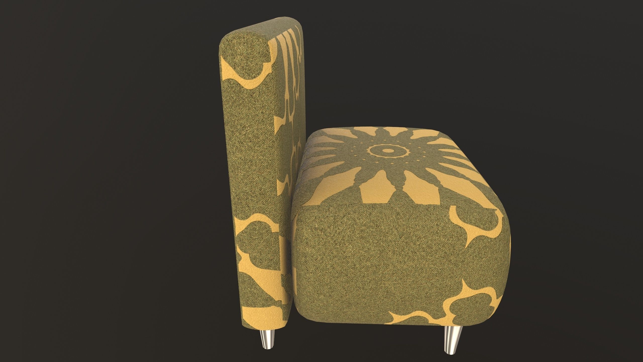 Stylish Fabric Single Sofa AR VR PBR Low-poly 3D model_8