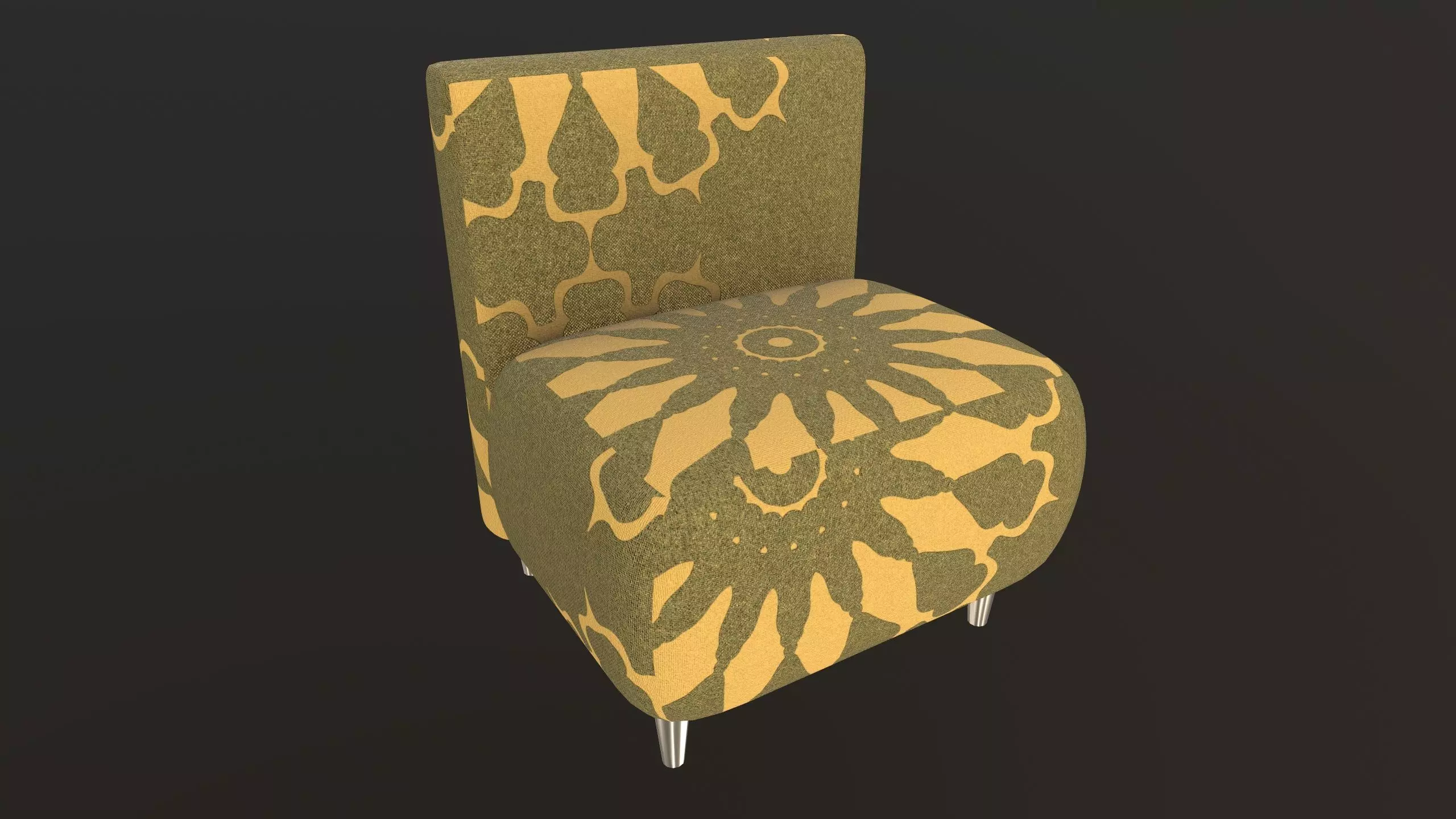 Stylish Fabric Single Sofa AR VR PBR Low-poly 3D model_0