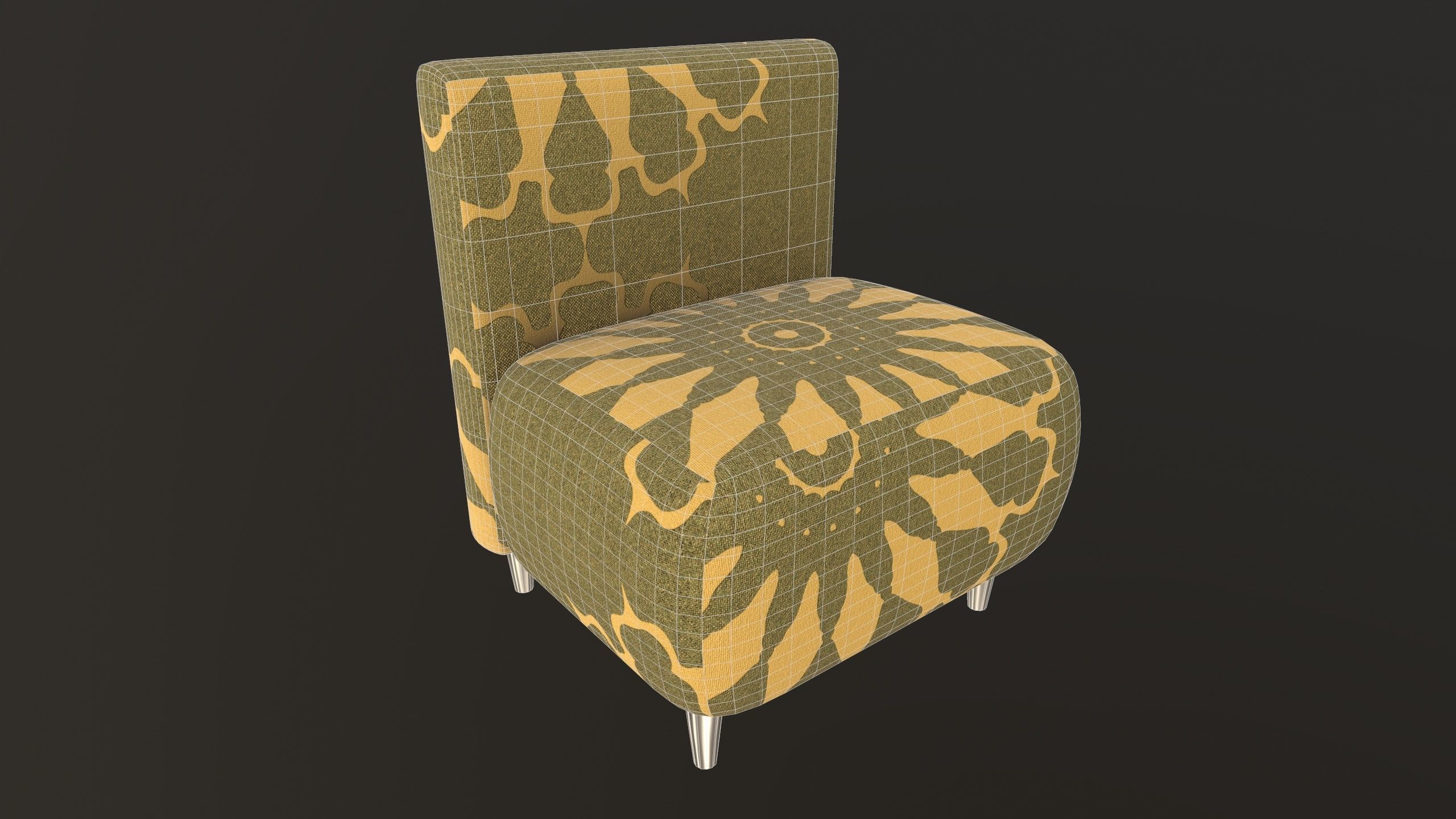 Stylish Fabric Single Sofa AR VR PBR Low-poly 3D model_15