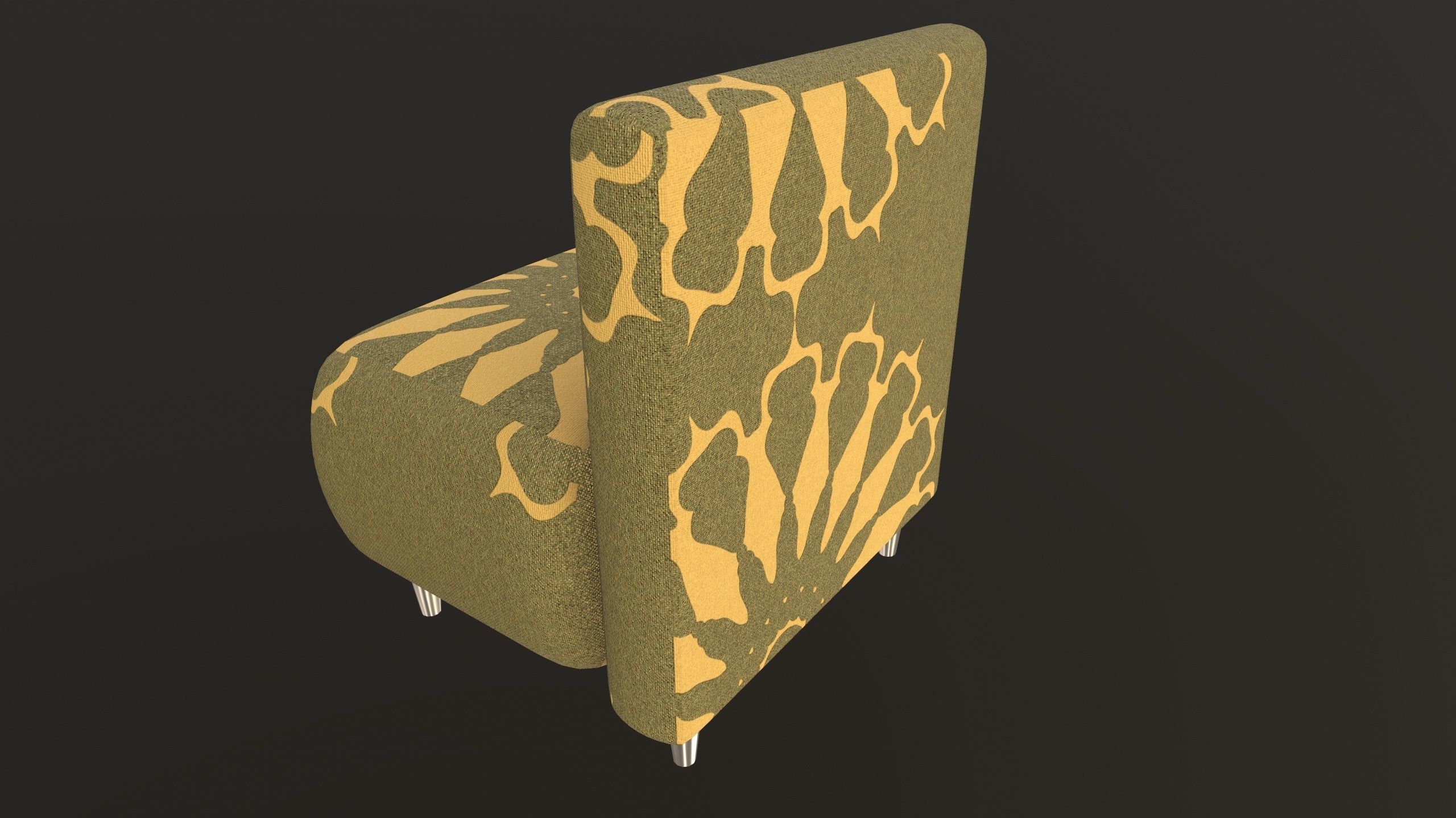 Stylish Fabric Single Sofa AR VR PBR Low-poly 3D model_5