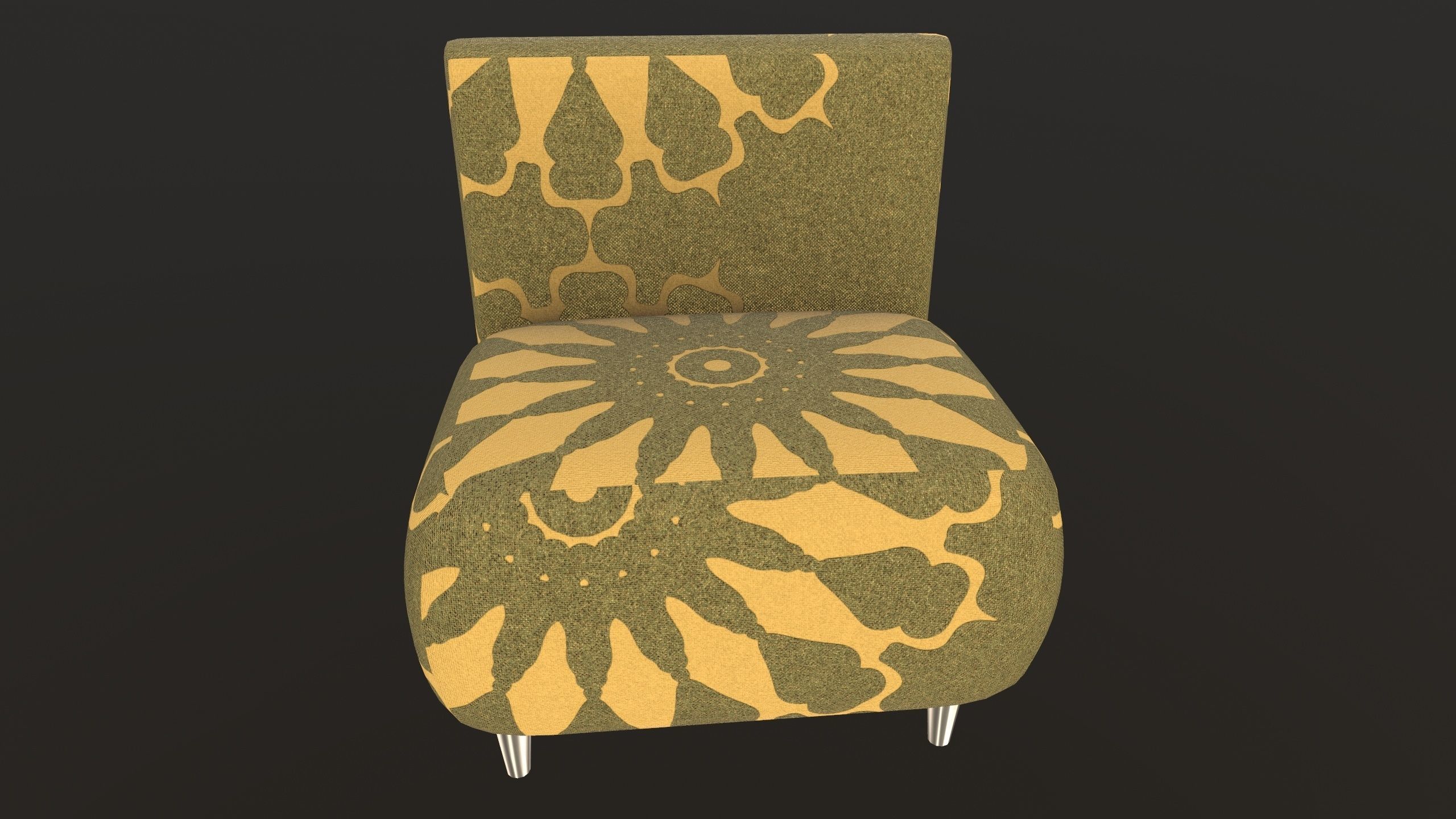 Stylish Fabric Single Sofa AR VR PBR Low-poly 3D model_2