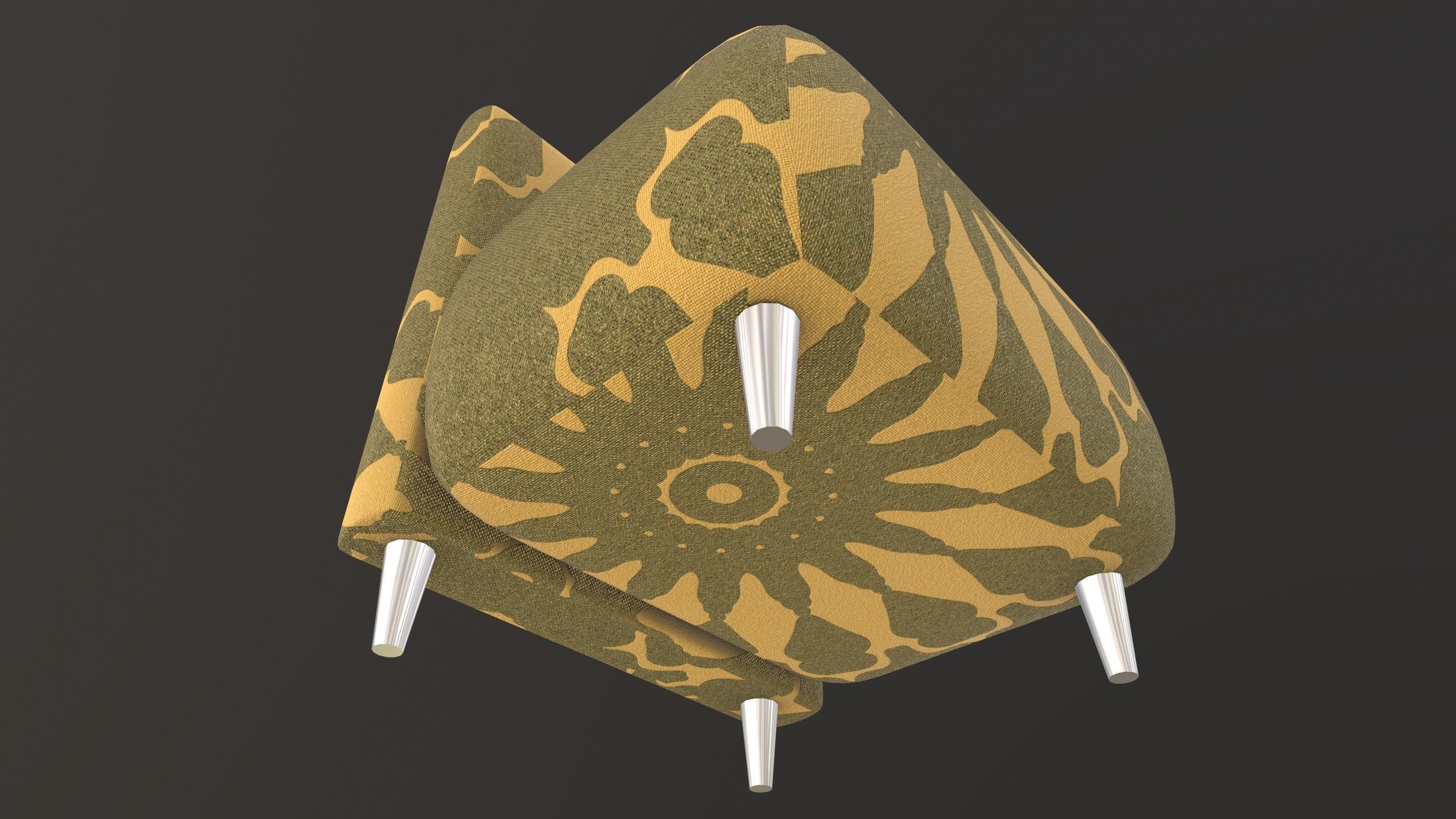 Stylish Fabric Single Sofa AR VR PBR Low-poly 3D model_10