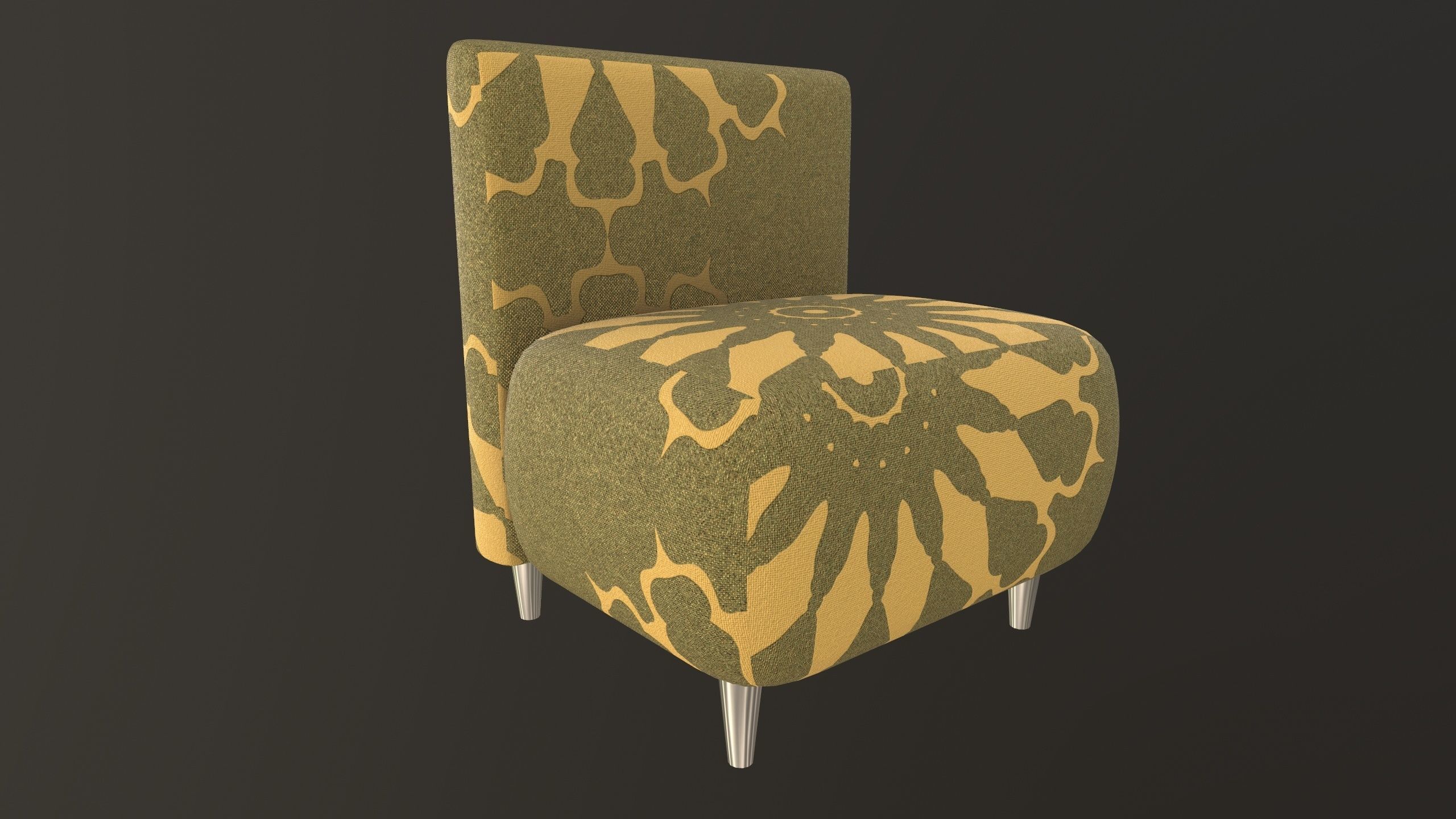Stylish Fabric Single Sofa AR VR PBR Low-poly 3D model_9