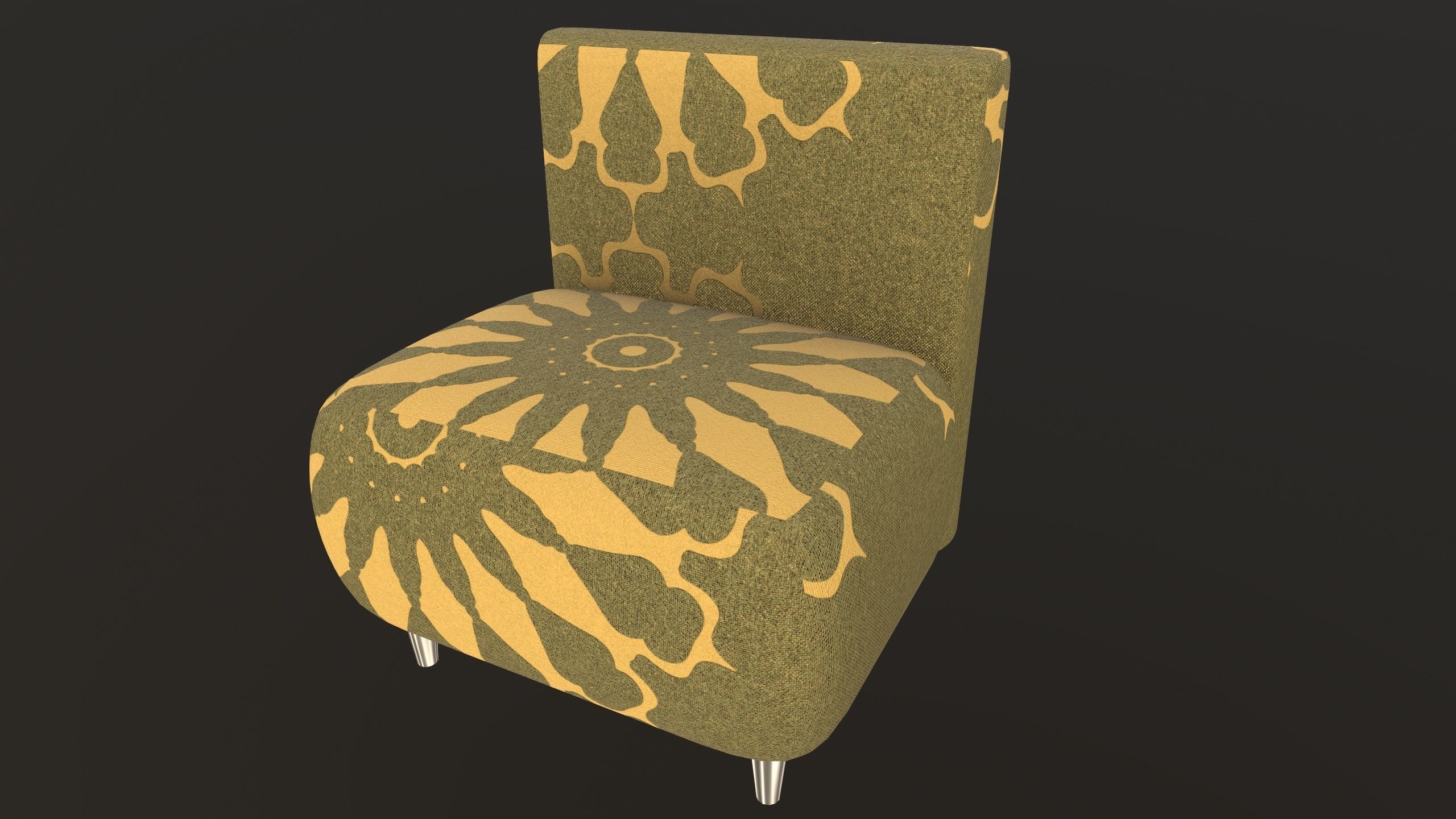 Stylish Fabric Single Sofa AR VR PBR Low-poly 3D model_3