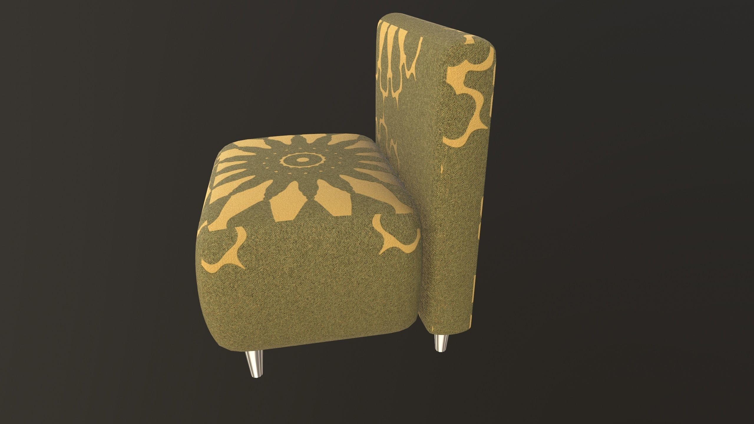 Stylish Fabric Single Sofa AR VR PBR Low-poly 3D model_4
