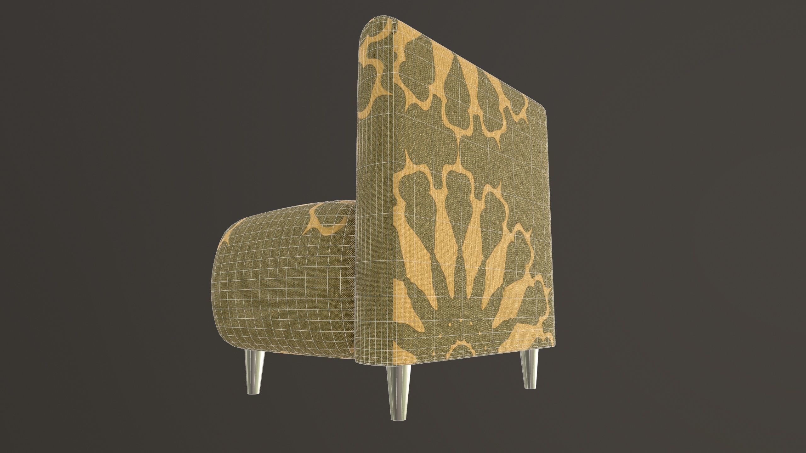 Stylish Fabric Single Sofa AR VR PBR Low-poly 3D model_16