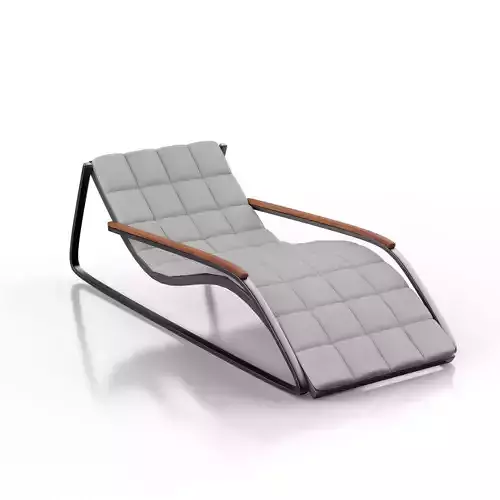 Sunbed lounge chair made of wood and fabric