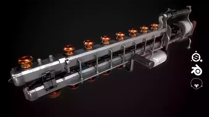 Game Ready Railgun From Atomic heart Low-poly 3D model