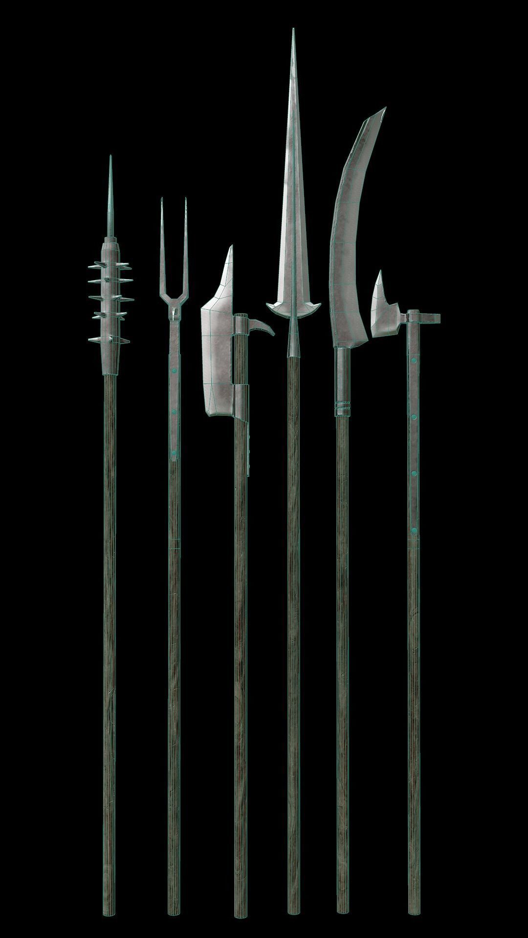 Spears collection Low-poly 3D model_8
