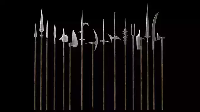 Spears collection Low-poly 3D model