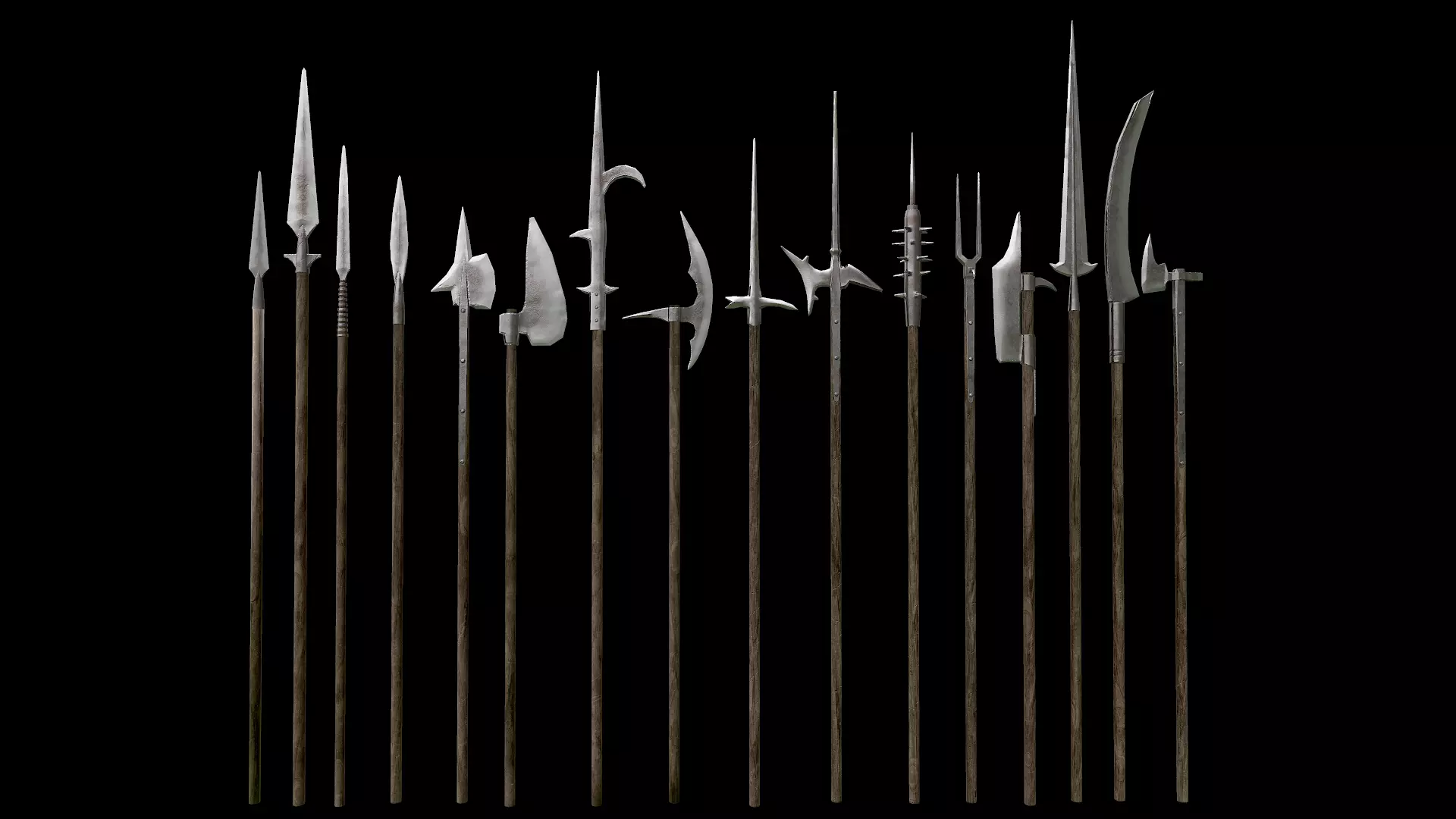 Spears collection Low-poly 3D model_0