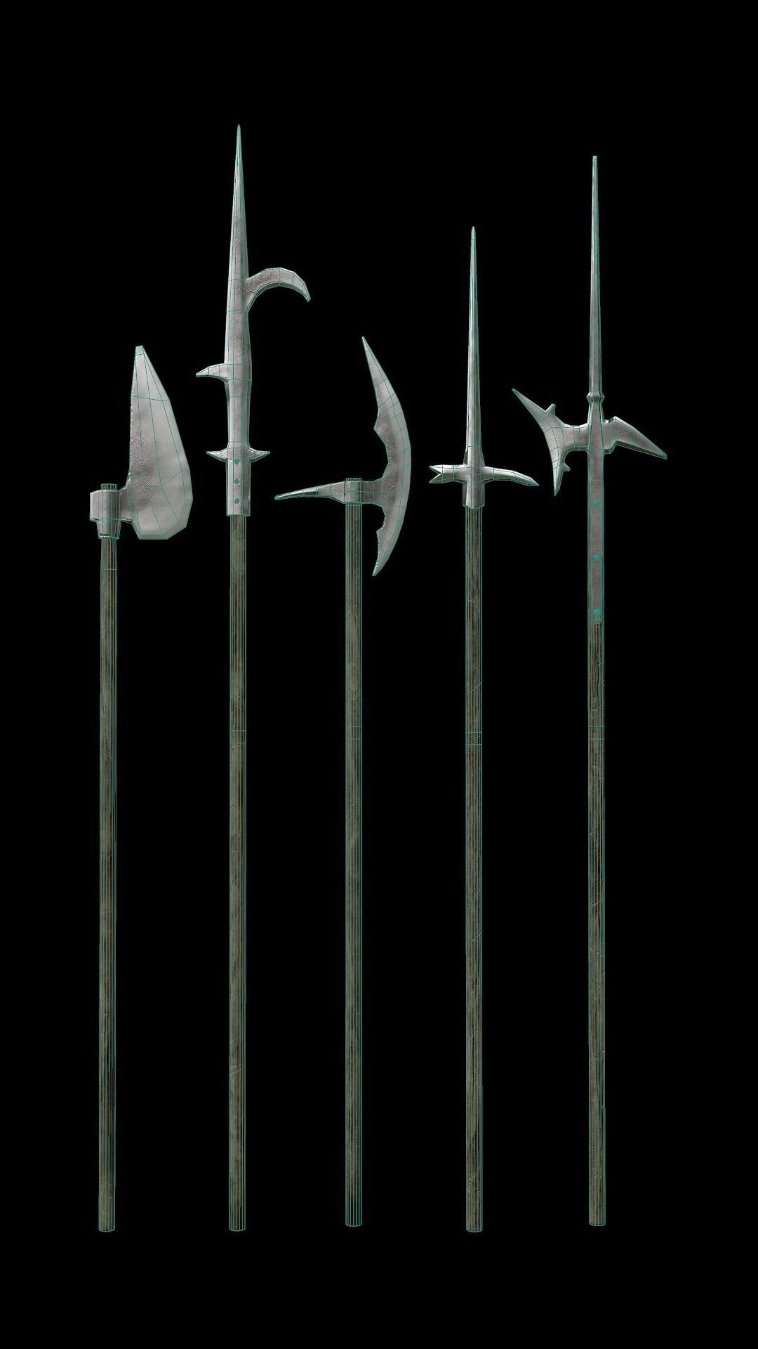 Spears collection Low-poly 3D model_6