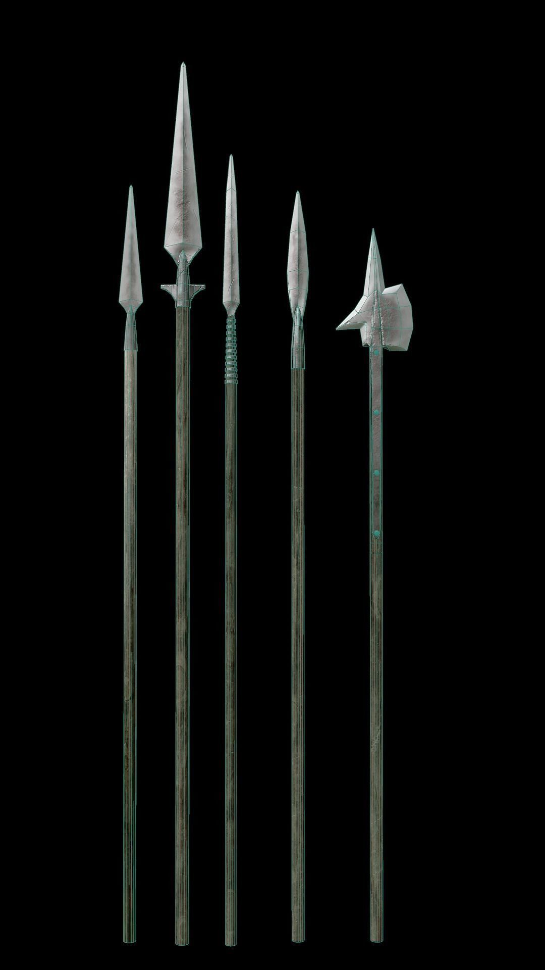 Spears collection Low-poly 3D model_3