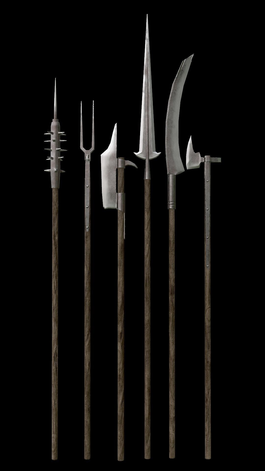 Spears collection Low-poly 3D model_7