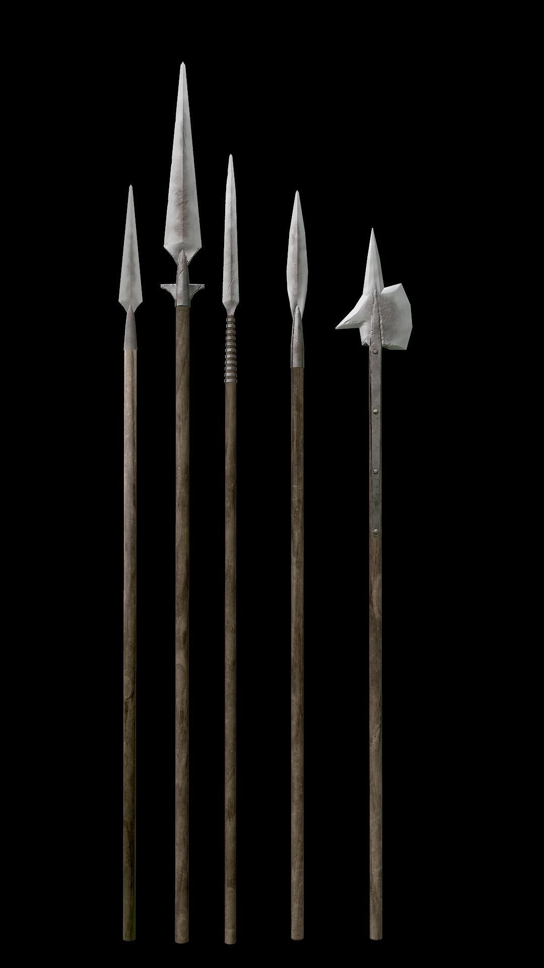 Spears collection Low-poly 3D model_4