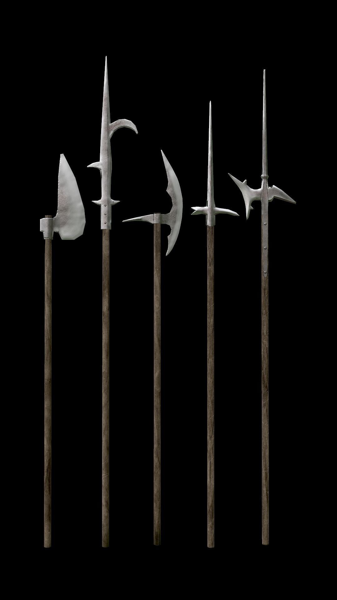 Spears collection Low-poly 3D model_5