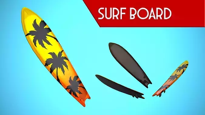 SURF BOARD 02 CARTOON STYLIZED