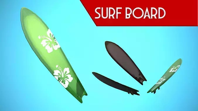 SURF BOARD 03 CARTOON STYLIZED